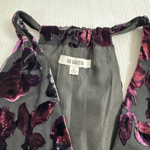 BB DAKOTA Velvet Burnout Floral Sleeveless Mini Dress Size L Whimsygoth Softglam - Picture 7 of 9
